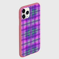 Чехол iPhone 11 Pro матовый Клетка в полоску, цвет: 3D-малиновый — фото 2