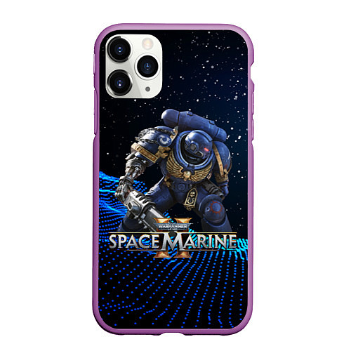 Чехол iPhone 11 Pro матовый Warhammer 40000 space marine 2 ультрамарин / 3D-Фиолетовый – фото 1