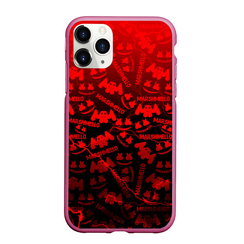 Чехол iPhone 11 Pro матовый Marshmello storm / 3D-Малиновый – фото 1