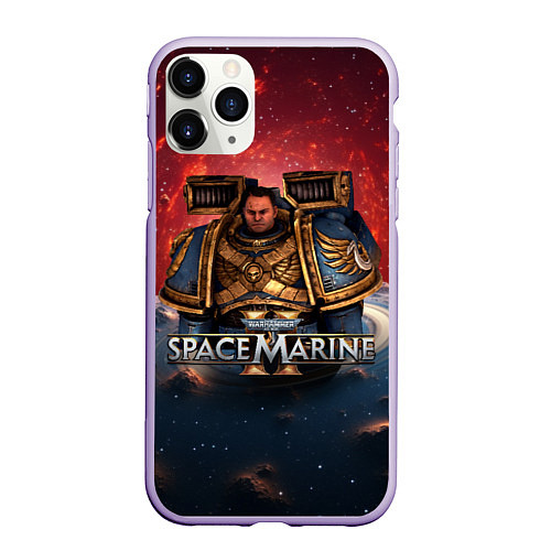 Чехол iPhone 11 Pro матовый Warhammer 40000 space marine 2 Captain Titus / 3D-Светло-сиреневый – фото 1