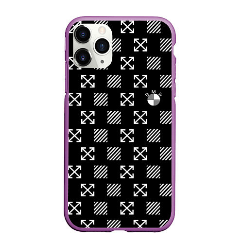 Чехол iPhone 11 Pro матовый BMW pattern / 3D-Фиолетовый – фото 1