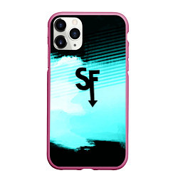 Чехол iPhone 11 Pro матовый Sally face geometry, цвет: 3D-малиновый