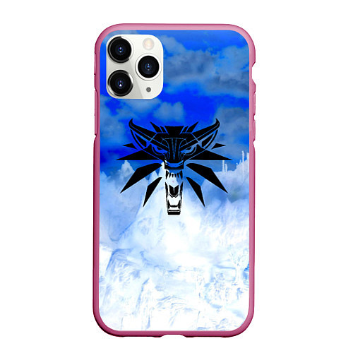 Чехол iPhone 11 Pro матовый The Witcher logo winter / 3D-Малиновый – фото 1