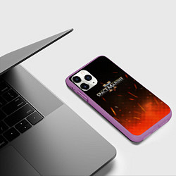 Чехол iPhone 11 Pro матовый Warhammer 40000 space marine 2 logo fire, цвет: 3D-фиолетовый — фото 2