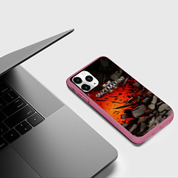 Чехол iPhone 11 Pro матовый Warhammer 40000 space marine 2 взрыв камней, цвет: 3D-малиновый — фото 2