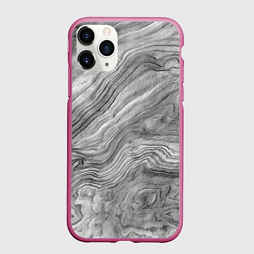 Чехол iPhone 11 Pro матовый Текстура дерева - абстракция / 3D-Малиновый – фото 1