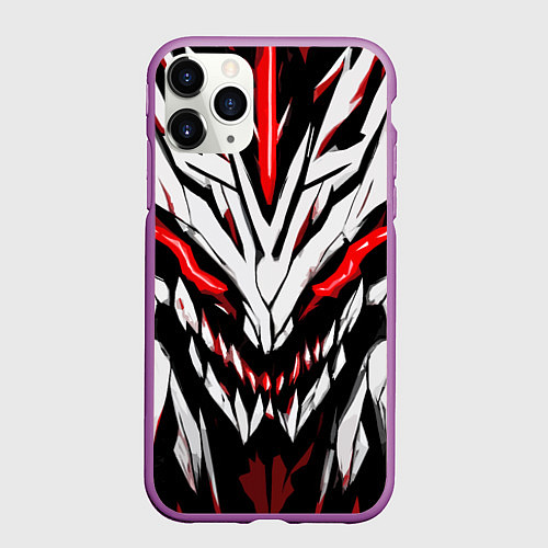 Чехол iPhone 11 Pro матовый Красное абстрактное лицо монстра / 3D-Фиолетовый – фото 1