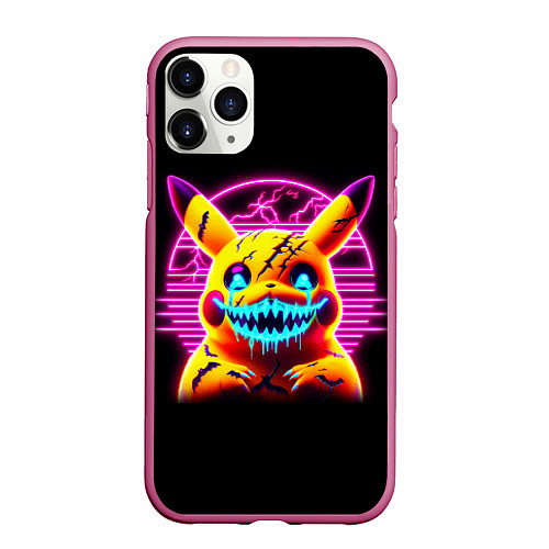 Чехол iPhone 11 Pro матовый Terrible Pikachu - halloween fantasy / 3D-Малиновый – фото 1