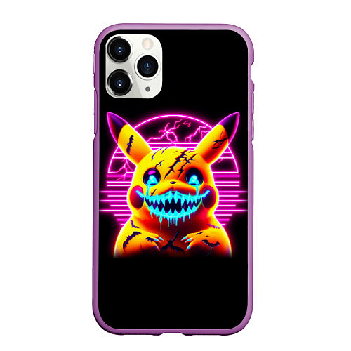 Чехол iPhone 11 Pro матовый Terrible Pikachu - halloween fantasy / 3D-Фиолетовый – фото 1