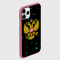 Чехол iPhone 11 Pro матовый Герб РФ голубые краски, цвет: 3D-малиновый — фото 2