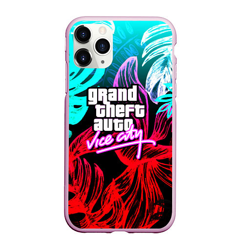 Чехол iPhone 11 Pro матовый GTA vice city tropic / 3D-Розовый – фото 1