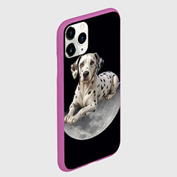 Чехол iPhone 11 Pro матовый Далматин и луна, цвет: 3D-фиолетовый — фото 2