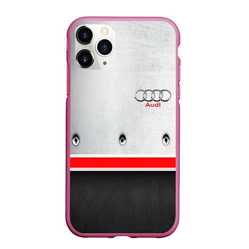 Чехол iPhone 11 Pro матовый Audi metal sport / 3D-Малиновый – фото 1