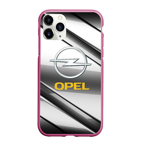 Чехол iPhone 11 Pro матовый Opel стальная геометрия / 3D-Малиновый – фото 1