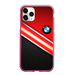 Чехол iPhone 11 Pro матовый BMW geometry steel, цвет: 3D-малиновый