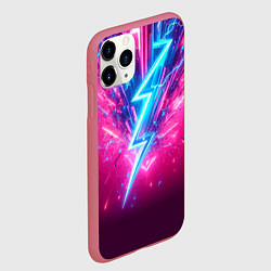 Чехол iPhone 11 Pro матовый Неоновая молния - нейроарт фантазия, цвет: 3D-малиновый — фото 2