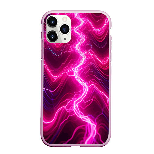 Чехол iPhone 11 Pro матовый Pink lightnings - ai art fantasy / 3D-Розовый – фото 1