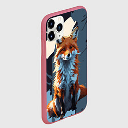 Чехол iPhone 11 Pro матовый Лиса на ночном фоне, цвет: 3D-малиновый — фото 2
