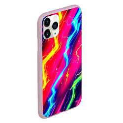 Чехол iPhone 11 Pro матовый Абстракция из неоновых молний - нейроарт, цвет: 3D-розовый — фото 2