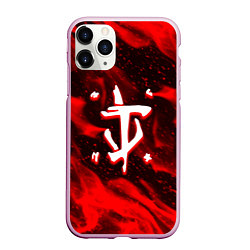 Чехол iPhone 11 Pro матовый Doom logo fire, цвет: 3D-розовый