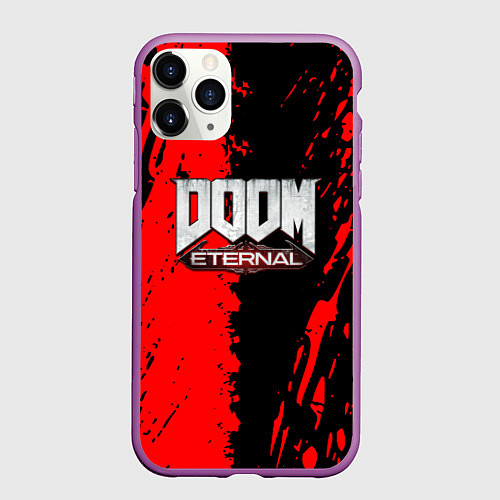 Чехол iPhone 11 Pro матовый Doom eternal краски / 3D-Фиолетовый – фото 1