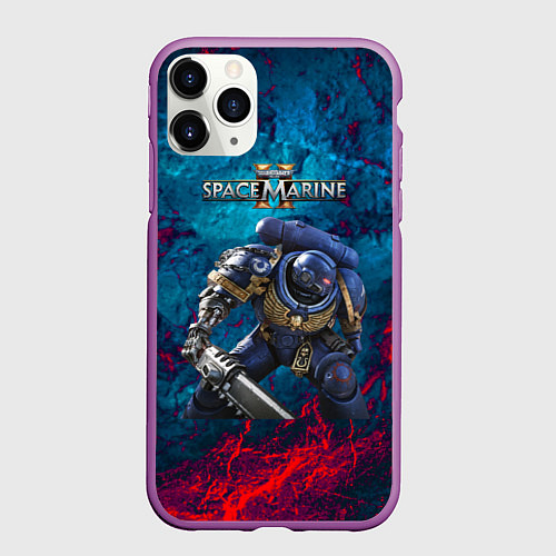 Чехол iPhone 11 Pro матовый Warhammer 40000 space marine 2 ультрамарин / 3D-Фиолетовый – фото 1