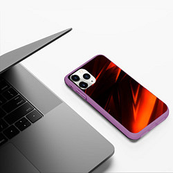 Чехол iPhone 11 Pro матовый Geometry orange stripes, цвет: 3D-фиолетовый — фото 2