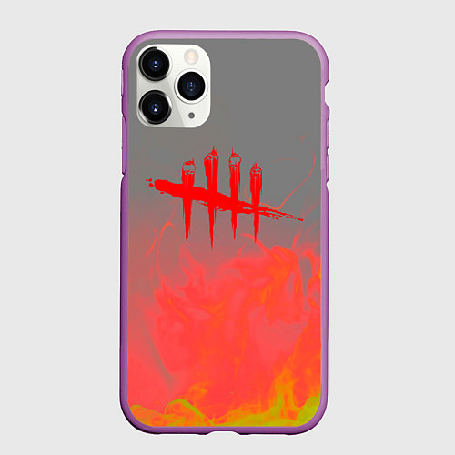 Чехол iPhone 11 Pro матовый Dead by Daylight logo fire / 3D-Фиолетовый – фото 1