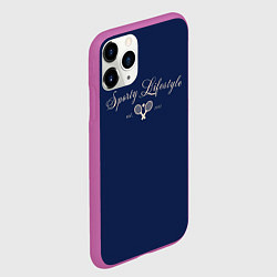 Чехол iPhone 11 Pro матовый Sporty lifestyle синий фон для тенниса, цвет: 3D-фиолетовый — фото 2