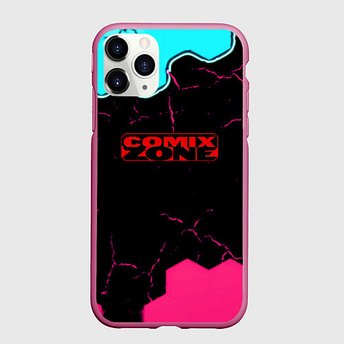 Чехол iPhone 11 Pro матовый Comix zone hexagon / 3D-Малиновый – фото 1