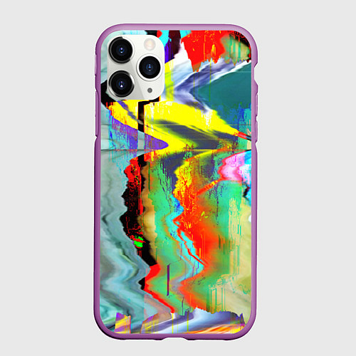 Чехол iPhone 11 Pro матовый Текстура глитч краски / 3D-Фиолетовый – фото 1
