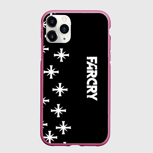 Чехол iPhone 11 Pro матовый Farcry текстура знаки / 3D-Малиновый – фото 1