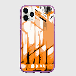 Чехол iPhone 11 Pro матовый Оранжевые полосы на белом фоне, цвет: 3D-фиолетовый