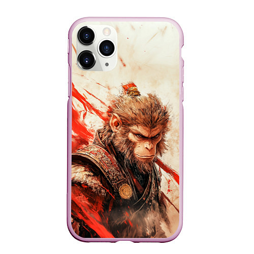 Чехол iPhone 11 Pro матовый Wukong на фоне с брызгами / 3D-Розовый – фото 1