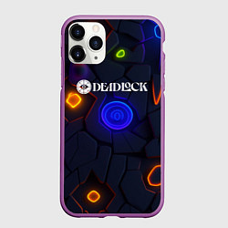 Чехол iPhone 11 Pro матовый Deadlock logo текстурные плиты, цвет: 3D-фиолетовый