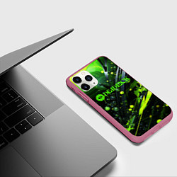 Чехол iPhone 11 Pro матовый Deadlock logo зеленая абстракция, цвет: 3D-малиновый — фото 2