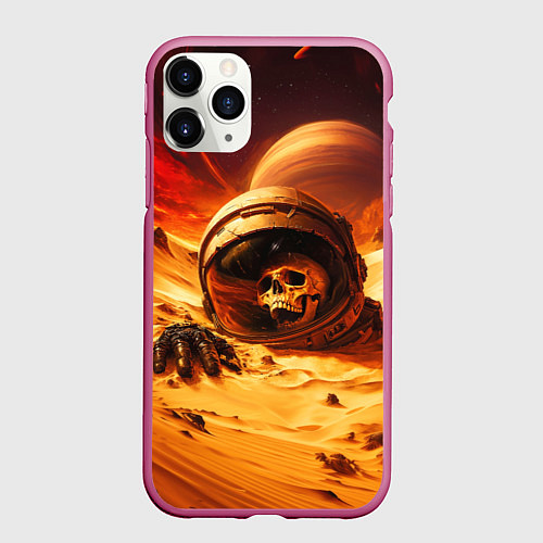 Чехол iPhone 11 Pro матовый Пропавший космонавт / 3D-Малиновый – фото 1