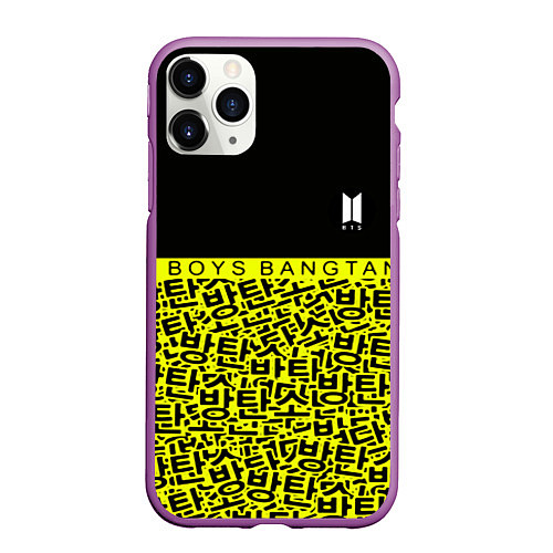 Чехол iPhone 11 Pro матовый BTS pattern kpop / 3D-Фиолетовый – фото 1