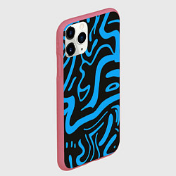 Чехол iPhone 11 Pro матовый Хаотичные синие полосы, цвет: 3D-малиновый — фото 2