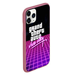 Чехол iPhone 11 Pro матовый GTA retro wave, цвет: 3D-малиновый — фото 2