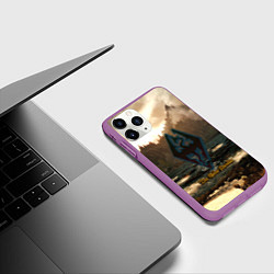 Чехол iPhone 11 Pro матовый Skyrim logo природа, цвет: 3D-фиолетовый — фото 2