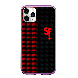 Чехол iPhone 11 Pro матовый Sally face текстура глитч, цвет: 3D-фиолетовый