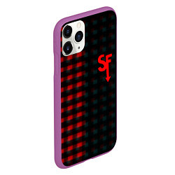 Чехол iPhone 11 Pro матовый Sally face текстура глитч, цвет: 3D-фиолетовый — фото 2