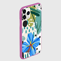 Чехол iPhone 11 Pro матовый Цветы горошек абстракция, цвет: 3D-фиолетовый — фото 2