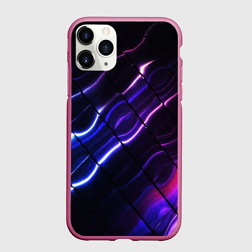 Чехол iPhone 11 Pro матовый Неоновые линии разводы / 3D-Малиновый – фото 1