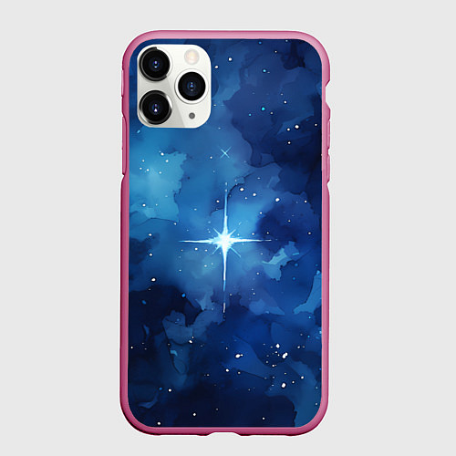Чехол iPhone 11 Pro матовый Звезда в ночном небе / 3D-Малиновый – фото 1