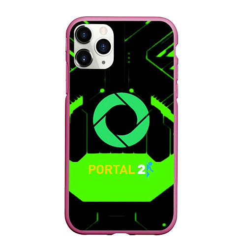 Чехол iPhone 11 Pro матовый Portal game pattern / 3D-Малиновый – фото 1