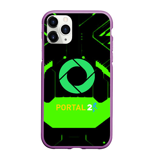 Чехол iPhone 11 Pro матовый Portal game pattern / 3D-Фиолетовый – фото 1