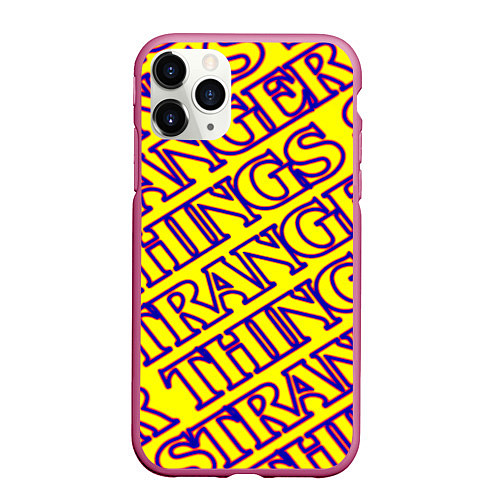 Чехол iPhone 11 Pro матовый Stranger Things serials / 3D-Малиновый – фото 1