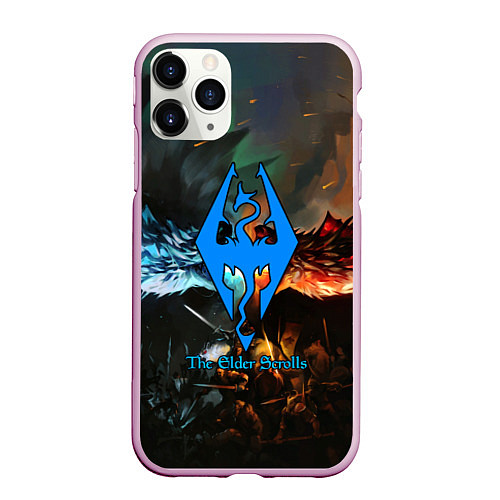 Чехол iPhone 11 Pro матовый Skyrim драконы / 3D-Розовый – фото 1